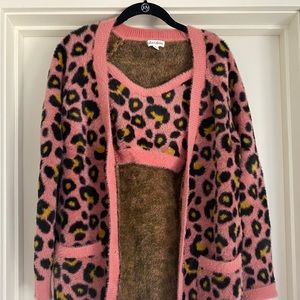 For love and lemons pink cheetah cardi set